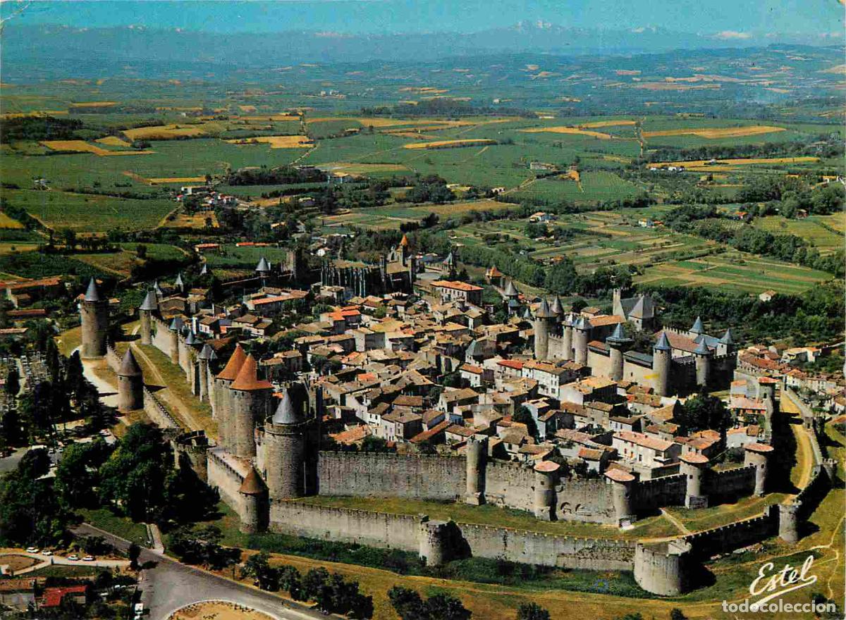 Postais: Francia - Carte Postale - 11 - Carcassonne - Vue a&eacute;rienne de la cit&eacute; prise du nord-est A gauche la p