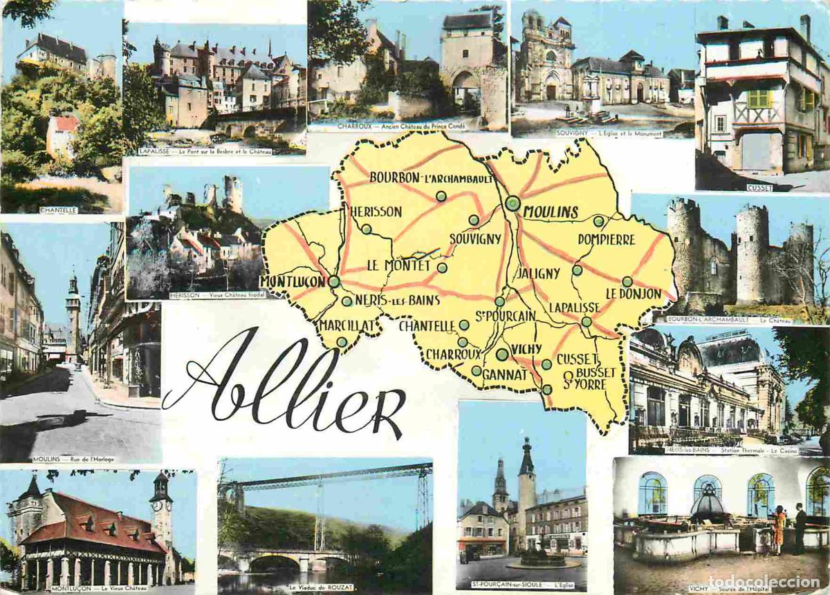 Postkarten: Francia - Carte Postale - 03 - Allier - L'allier touristique - Multivues - Carte G&eacute;ographique - CPM