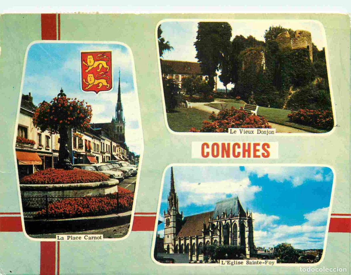 Cartoline: Francia - Carte Postale - 27 - Conches - Multivues - La place carnot - Le vieux donjon - L'eglise sa
