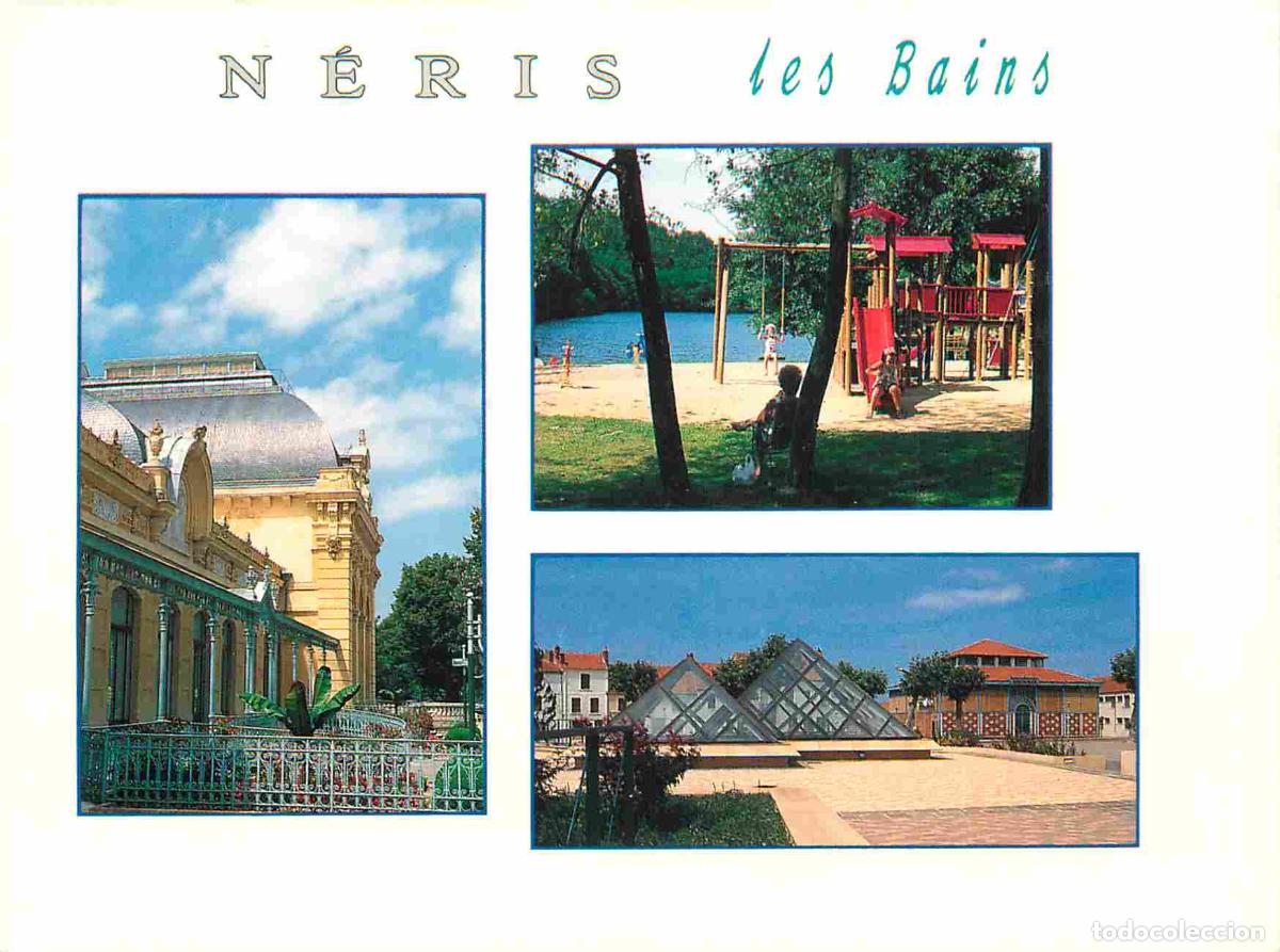 Cartes Postales: Francia - Carte Postale - 03 - Neris-les-bains - Multivues - Le th&eacute;&acirc;tre le plan d'eau et les parcs -