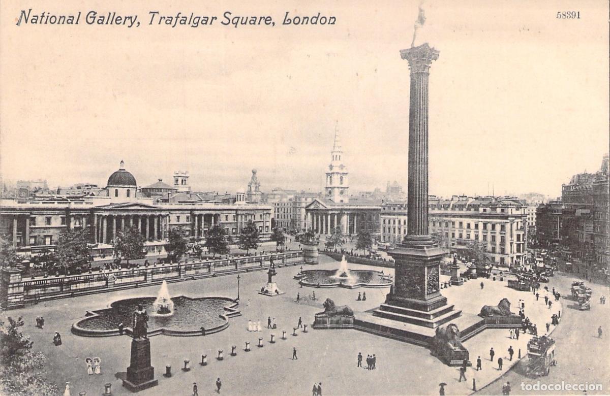 Postales: Postal de Trafalgar Square y Galer&iacute;a Nacional, Londres