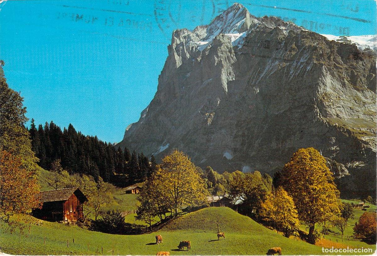 Postales: Postal de los Alpes Suizos con Caba&ntilde;a y Paisaje de Monta&ntilde;a