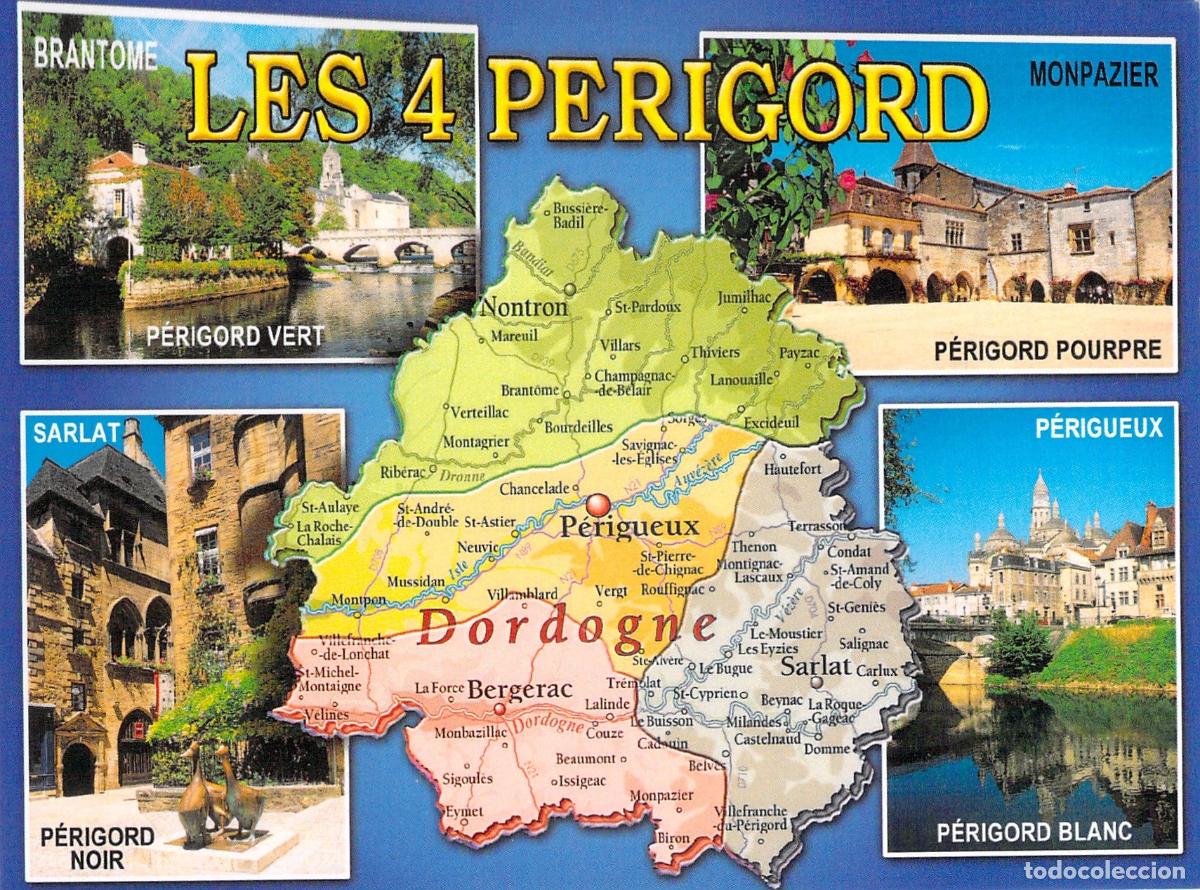 Postales: Postal de Mapa Tur&iacute;stico de Les 4 P&eacute;rigord, Dordogne