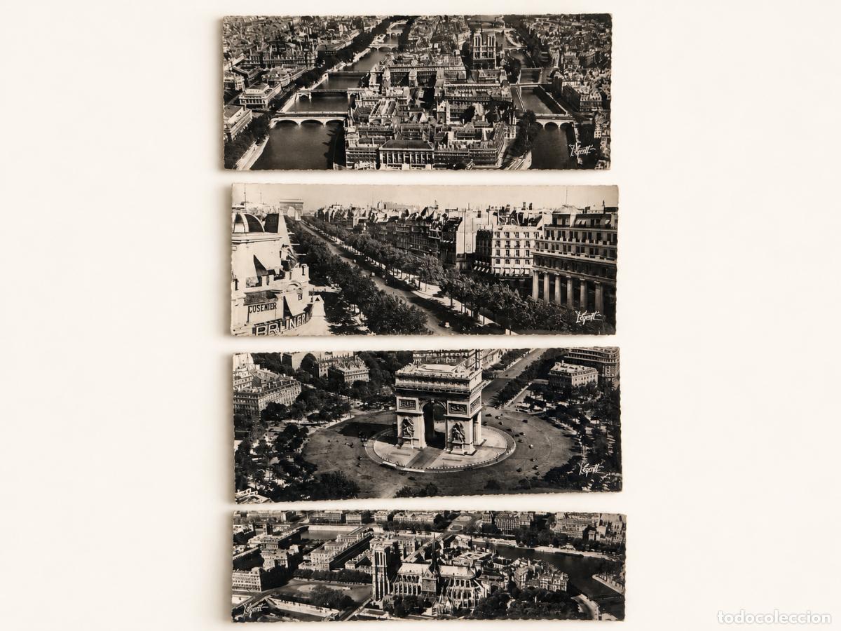 Postales: Lote 4 Antiguas Postales Panor&aacute;micas Par&iacute;s. Fotos A&eacute;reas Roger Henrard. Ed. Greff. A&ntilde;os 50/60