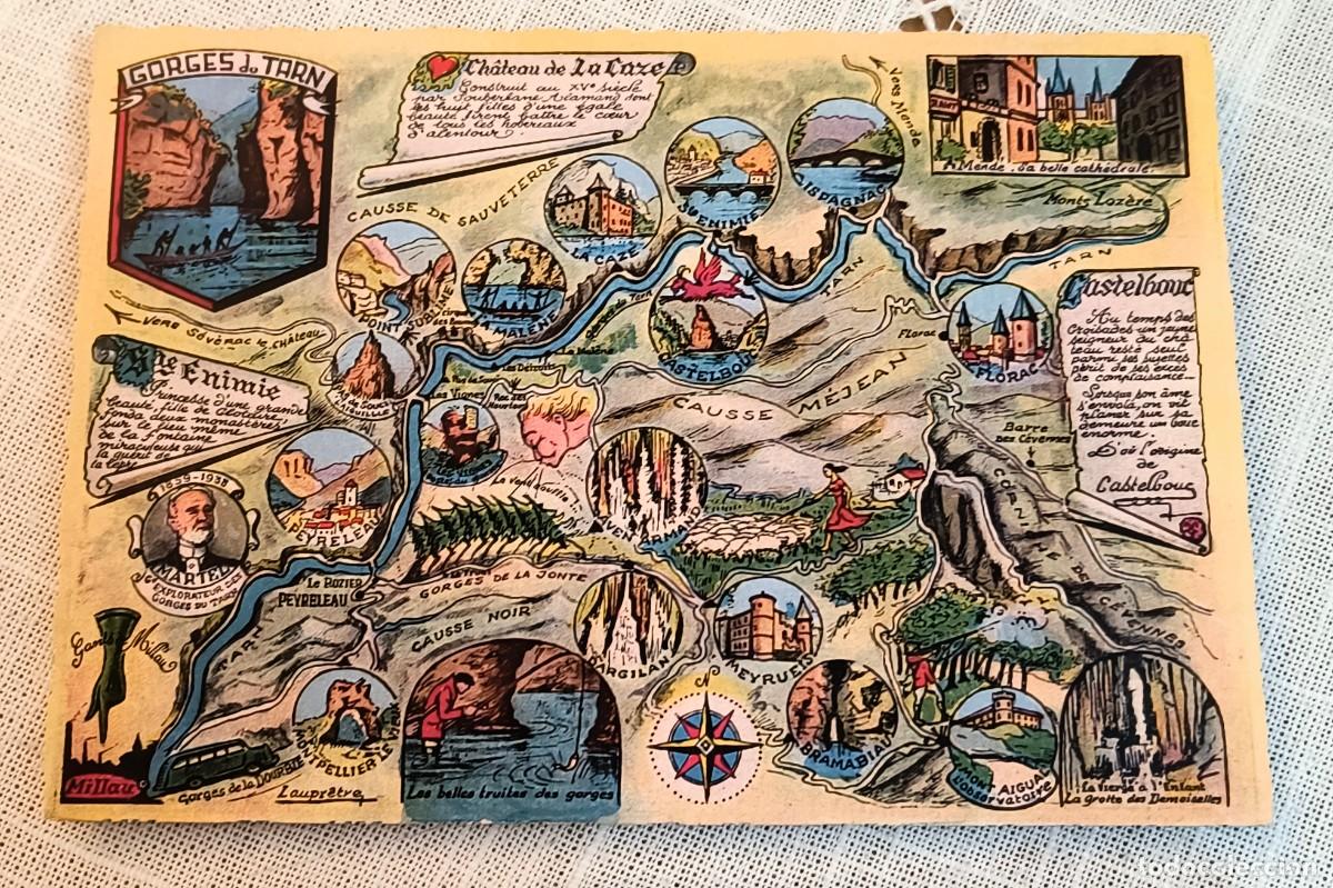 Postales: POSTAL | MAPA TUR&Iacute;STICO DE GORGES DU TARN / CIRCULADA