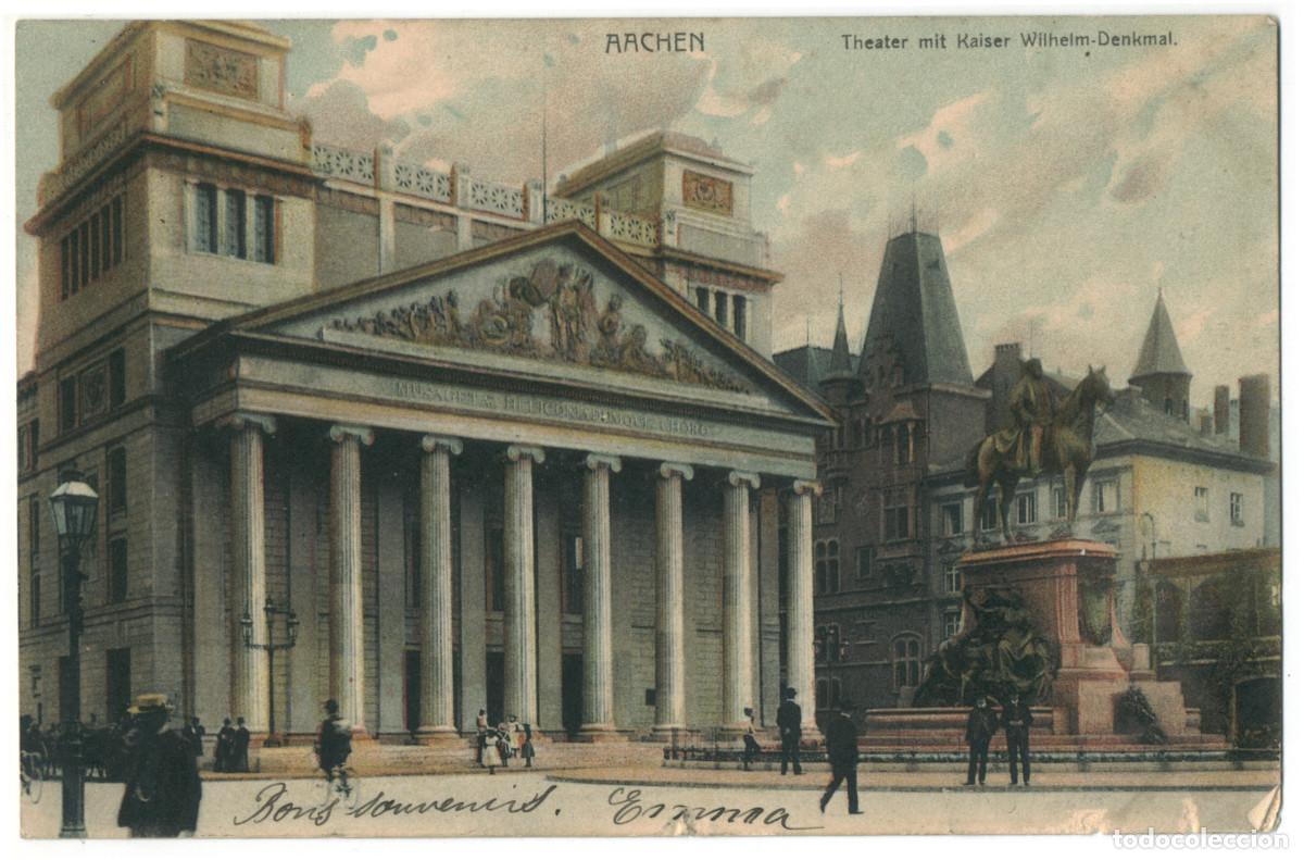 Postales: AACHEN_Theater mit Kaiser Wilhelm-Denkmal_Kaufhaus Hammonia / Teatros Alemania