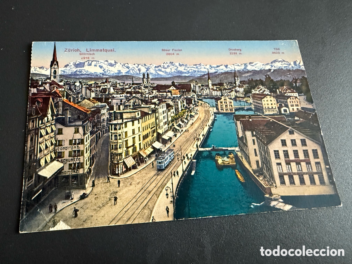 Postales: Postal Antigua. Z&Uacute;RICH ( Suiza ). Montes. &hellip;LIMMATQUAI