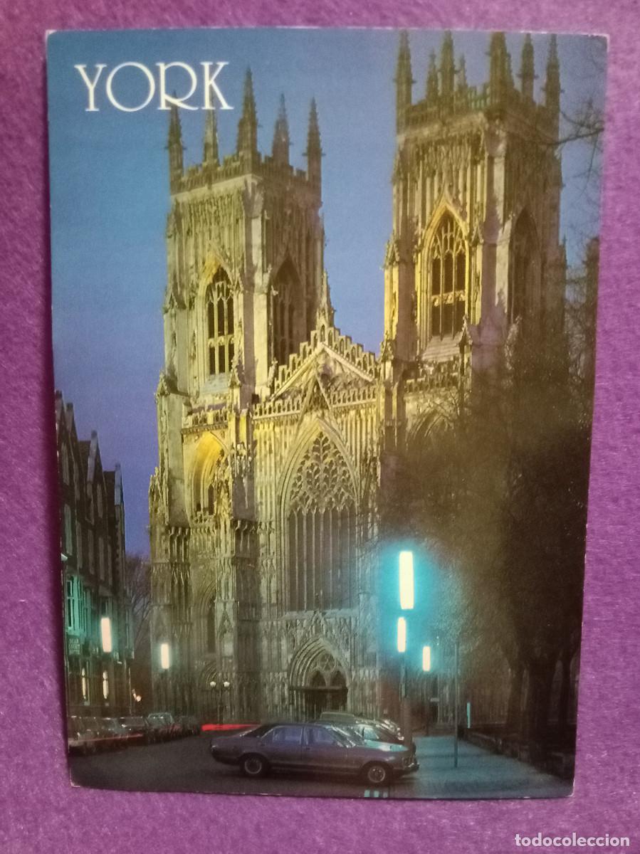 Postales: Postal - York (Condado de Yorkshire) - Fachada Oeste de la Catedral - Tama&ntilde;o Grande - 17cmt X 12cmt