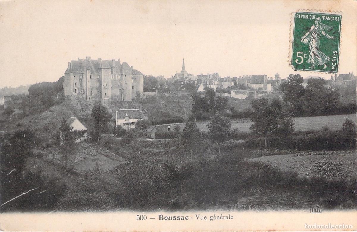Postales: Postal de la Vista General y el Castillo de Boussac, Francia
