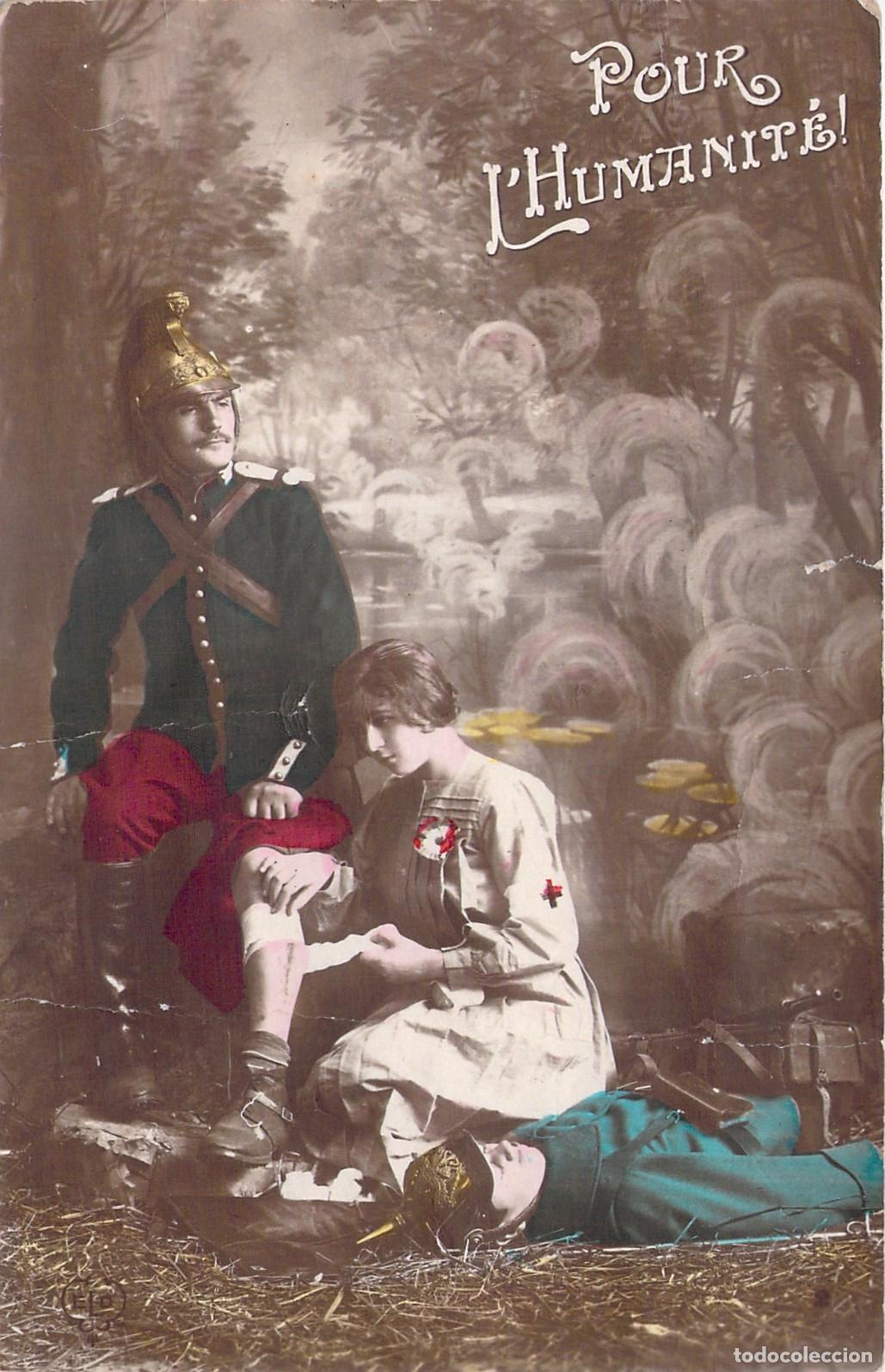 Postales: Postal Francesa de la Primera Guerra Mundial Cruz Roja y Soldado