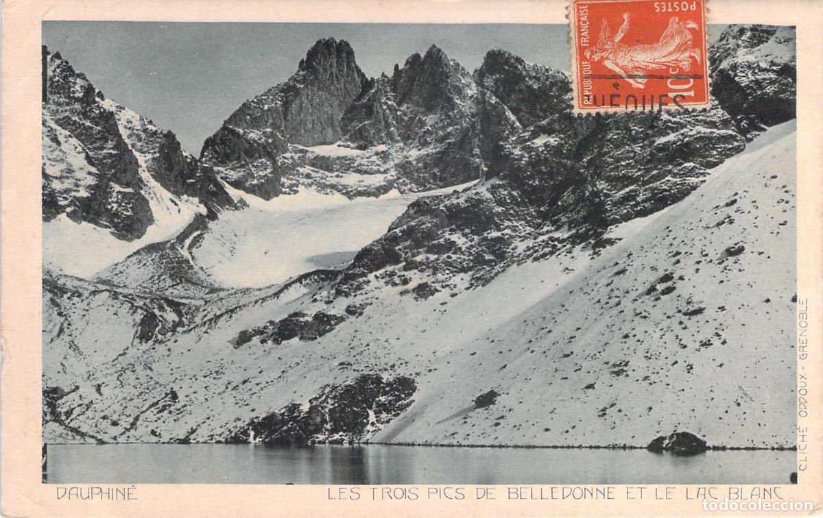 Postales: Postal de los Tres Picos de Belledonne y el Lago Blanco, Dauphin&eacute;, Francia