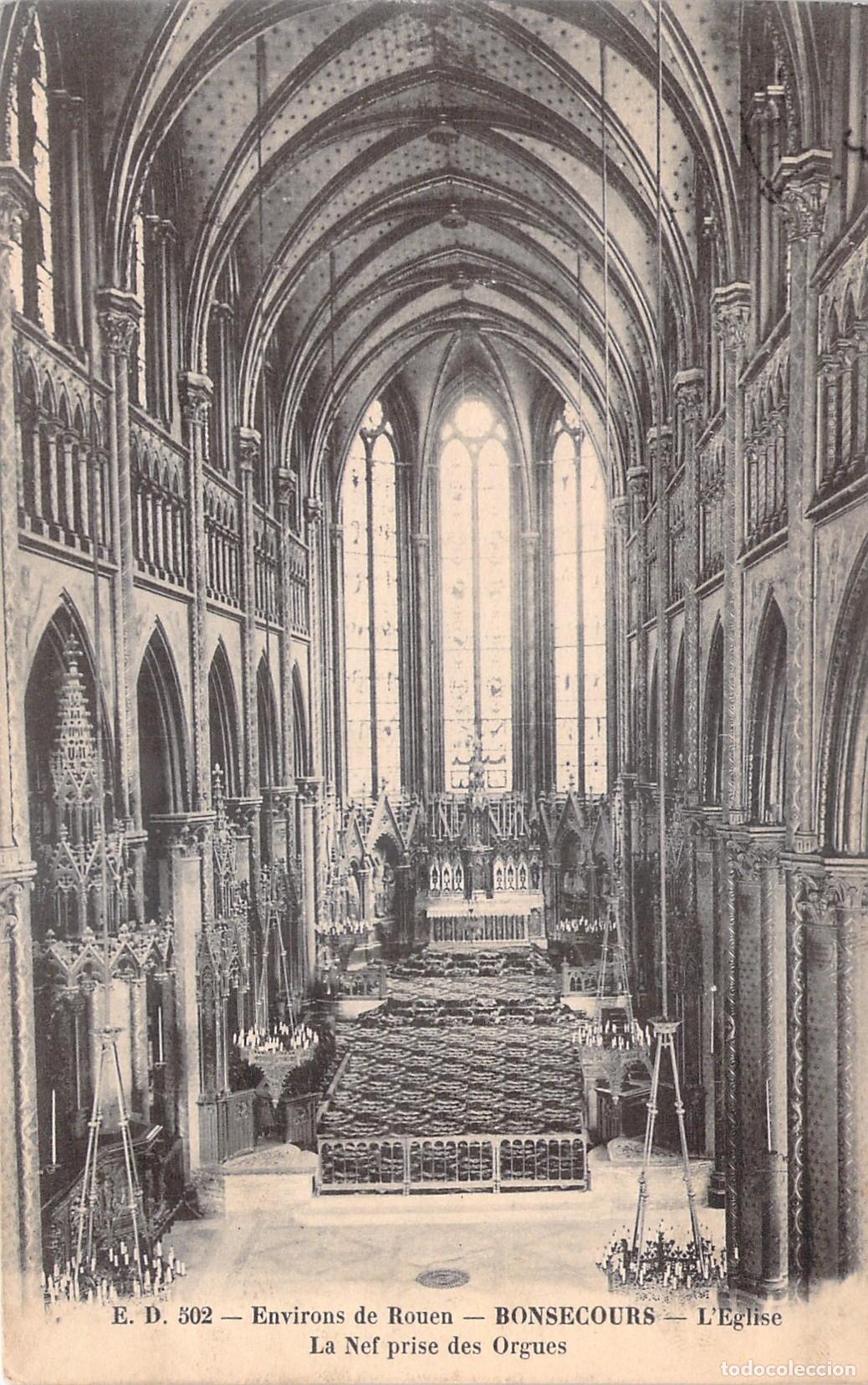 Postales: Postal de la Nave de la Iglesia de Bonsecours, Rouen