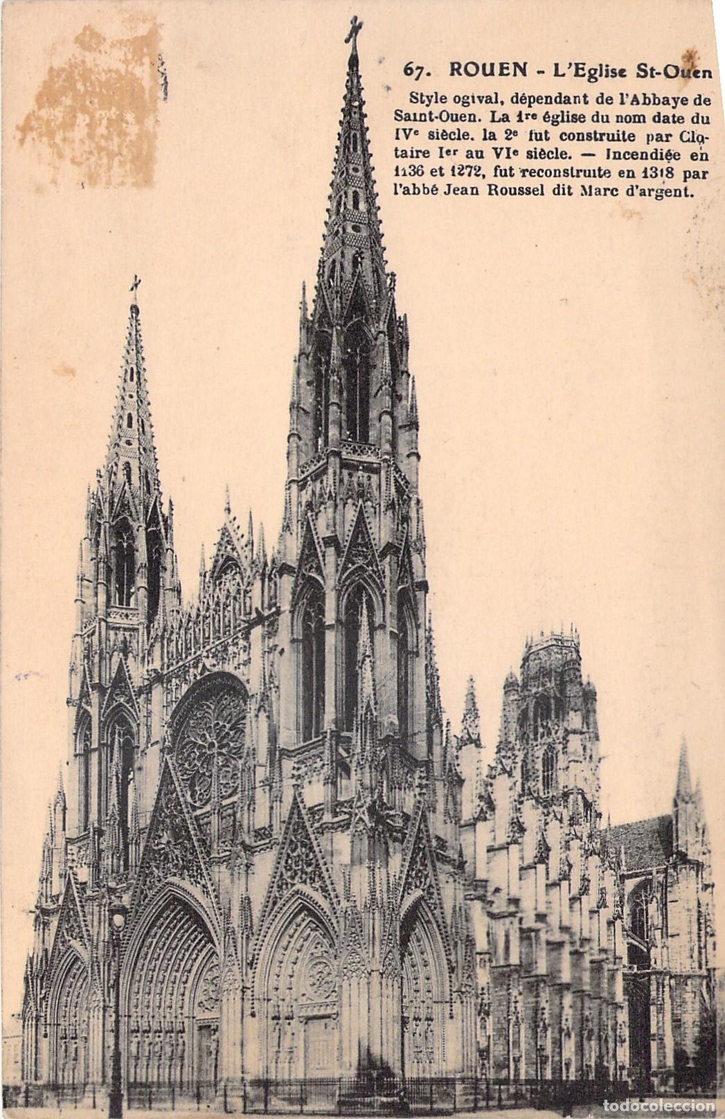 Postales: Postal de la Iglesia de Saint-Ouen en Rouen, Francia