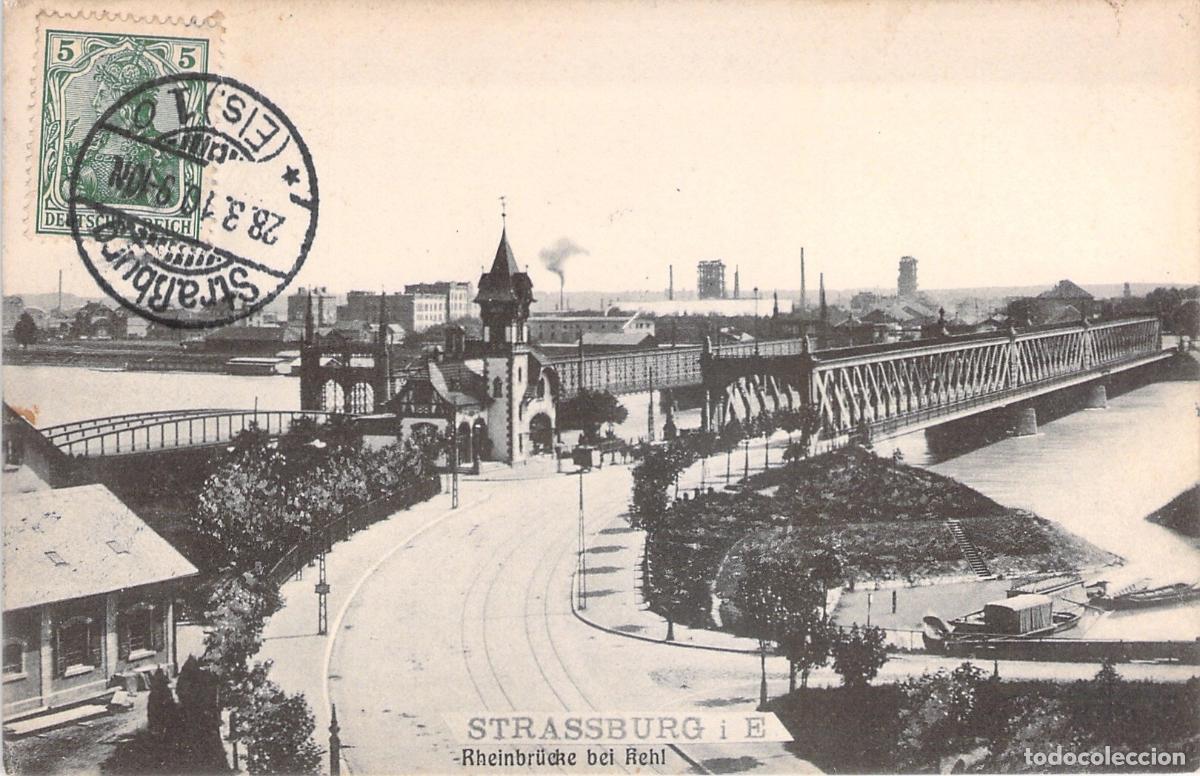Postcards: Postal de Estrasburgo, Puente sobre el R&iacute;o Rin hacia Kehl