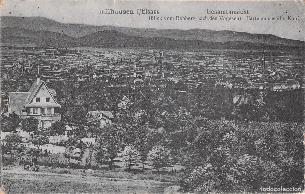 Postcards: Postal panor&aacute;mica de Mulhouse, Alsacia, vista desde Rebberg
