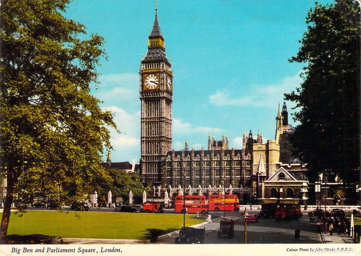 Postales: Postal de Londres con el Big Ben y la Plaza del Parlamento