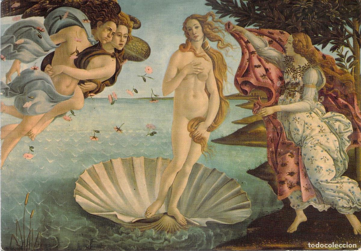 Postales: Postal El Nacimiento de Venus de Botticelli Galer&iacute;a Uffizi