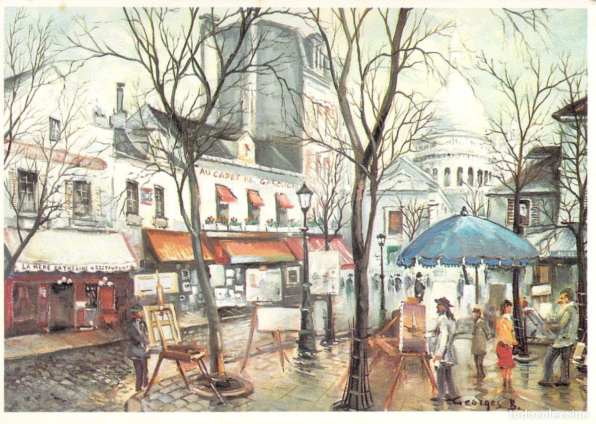 Postcards: Postal de Par&iacute;s Montmartre Place du Tertre Ilustraci&oacute;n de Georges B