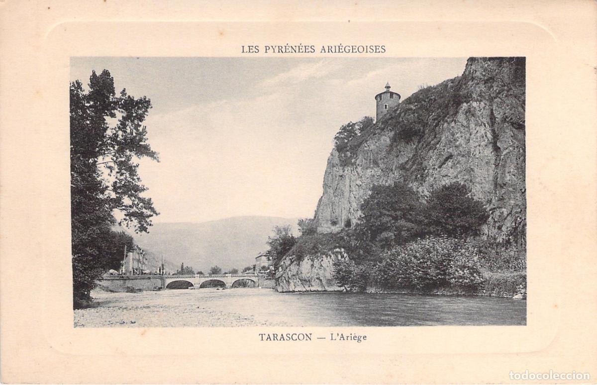 Postcards: Postal de Tarascon-sur-Ari&egrave;ge Francia R&iacute;o y Torre Castella