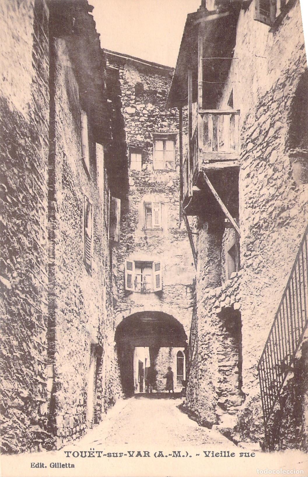 Postcards: Postal Antigua de Tou&euml;t-sur-Var Francia Calle Vieja