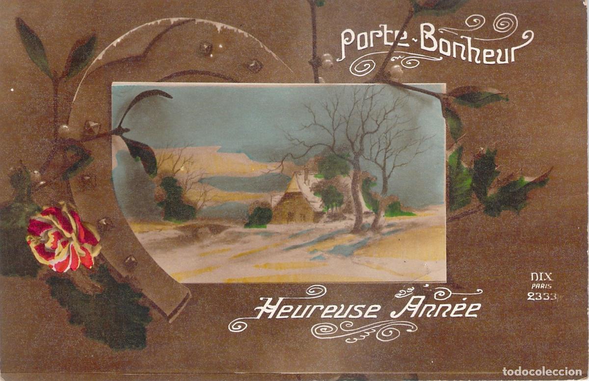 Postcards: Postal Francesa de Feliz A&ntilde;o Nuevo con Herradura y Paisaje