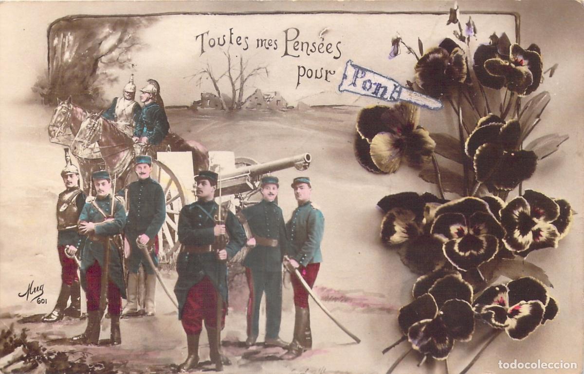 Postcards: Postal Francesa de Soldados y Flores de Pensamiento