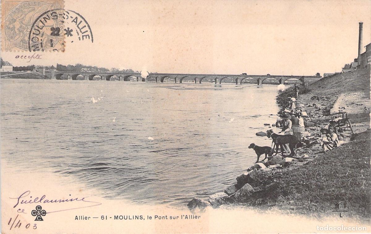 Postkarten: Postal de Moulins Francia, Puente sobre el R&iacute;o Allier
