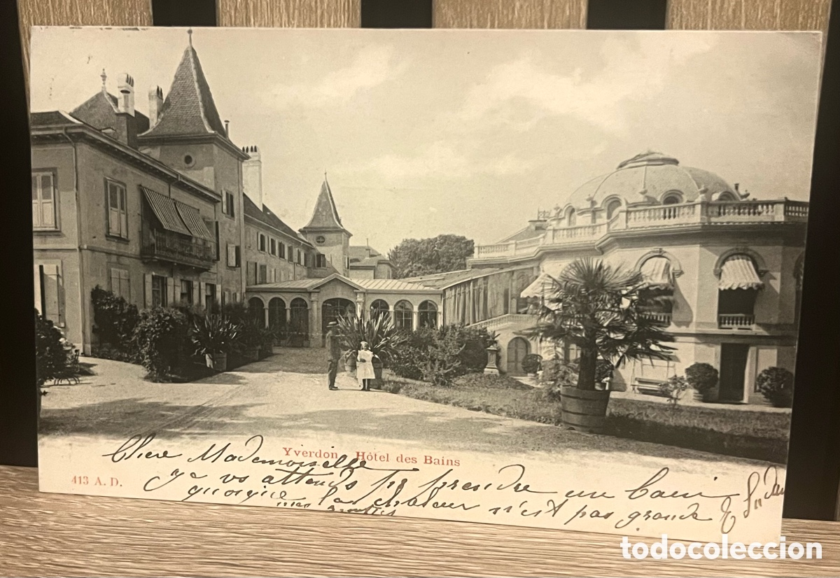 Postales: POSTAL YVERDON (SUIZA) - HOTEL DES BAINS - CIRCULADA EN 1903