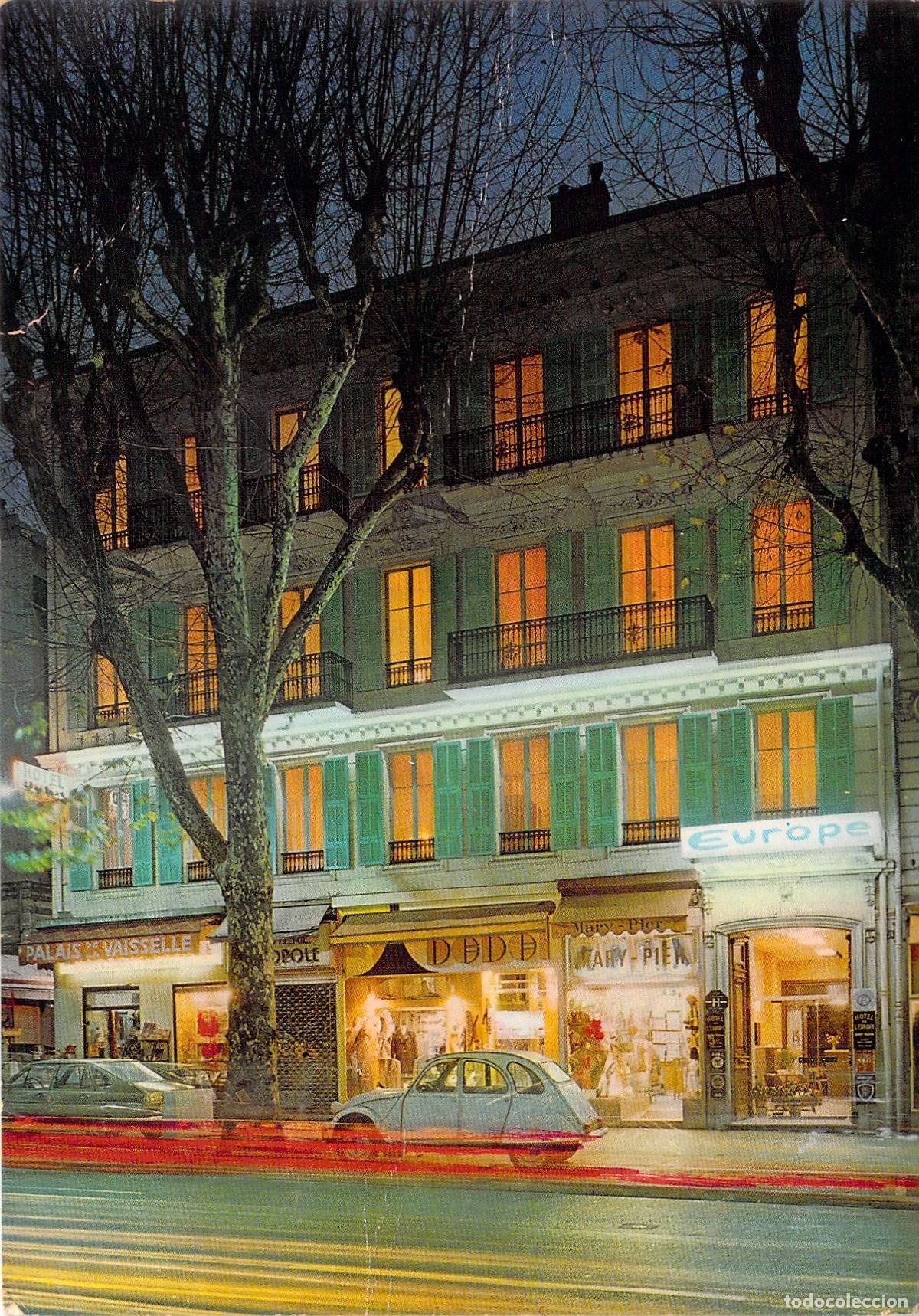 Postales: Postal de Niza, Hotel de l'Europe por la Noche