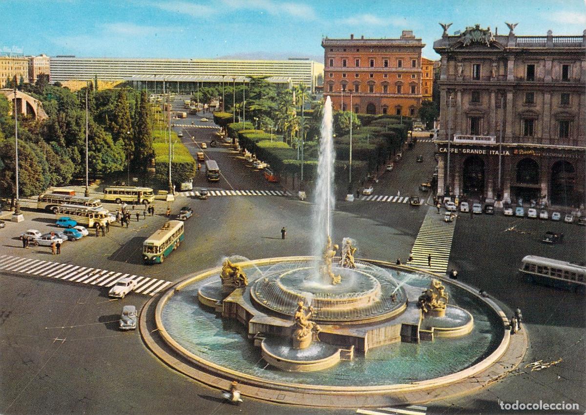 Postales: Postal de la Piazza Esedra y Fuente de las N&aacute;yades en Roma