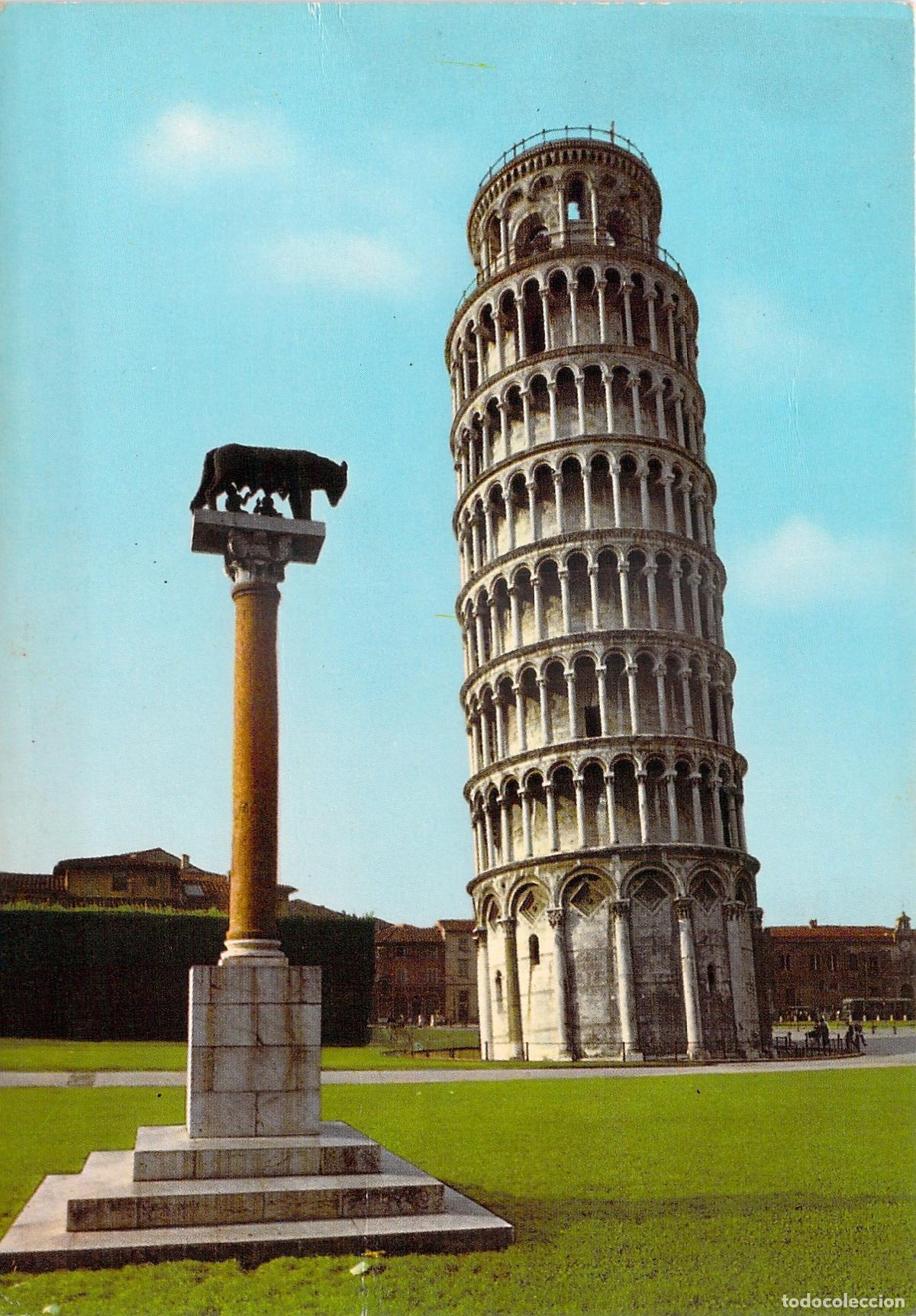 Postales: Postal de la Torre de Pisa y la Lupa Capitolina, Italia