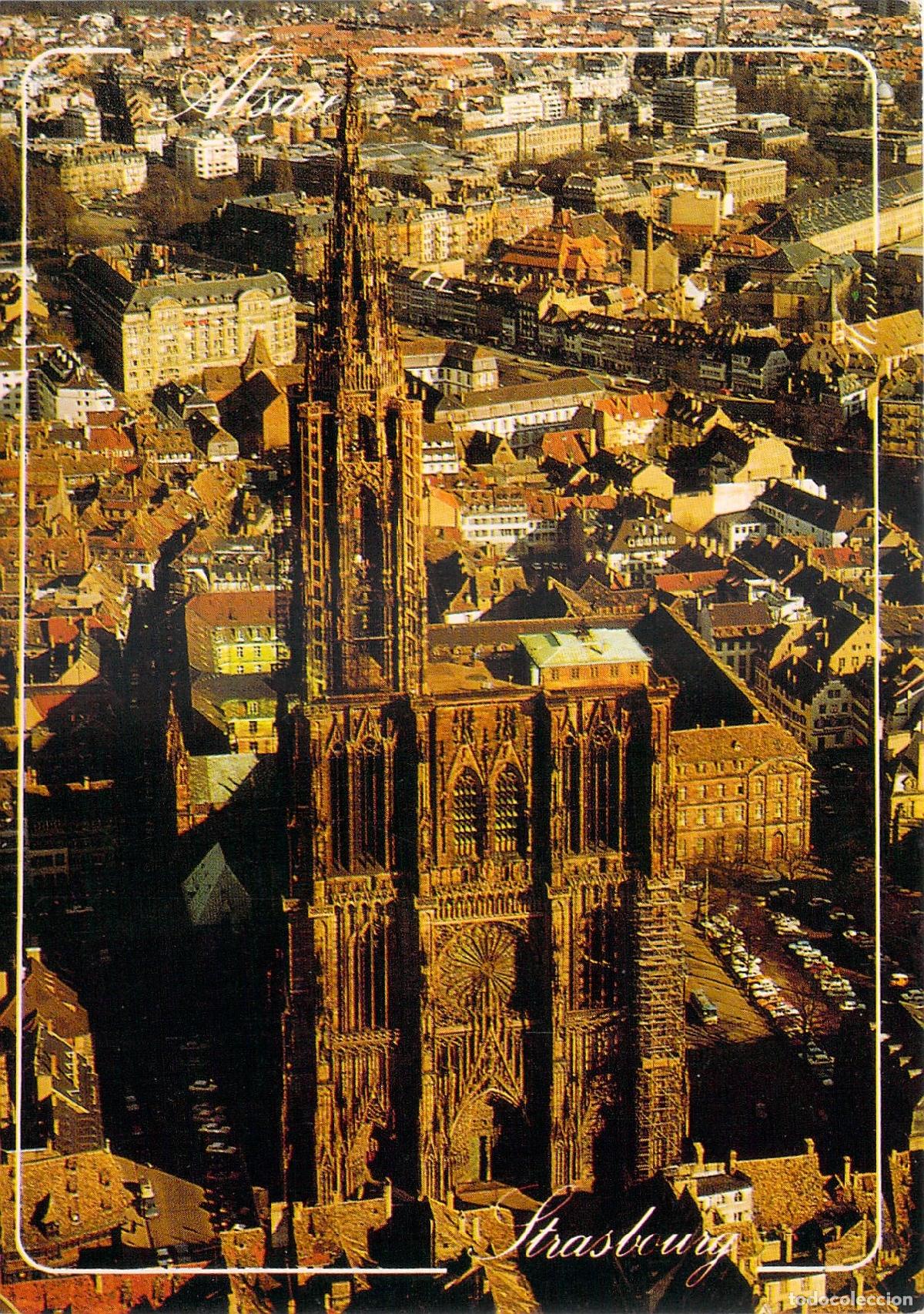 Cartoline: Postal de la Catedral de Estrasburgo, Vista A&eacute;rea de Alsacia