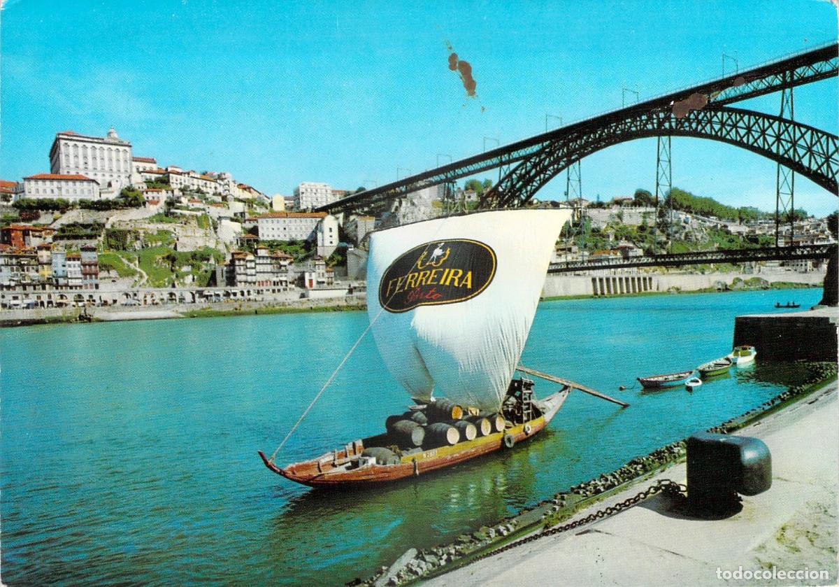 Postales: Postal de Oporto Portugal Barco Rabelo Ferreira y Puente de Don Luis I