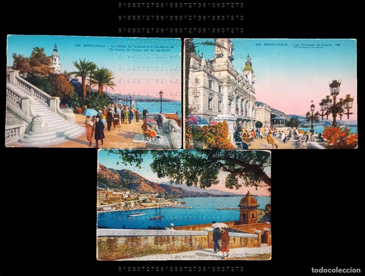 Postales: MONTE CARLO CASINO TERRAZAS Y PUERTO 3 POSTALES MUY ANTIGUAS U78