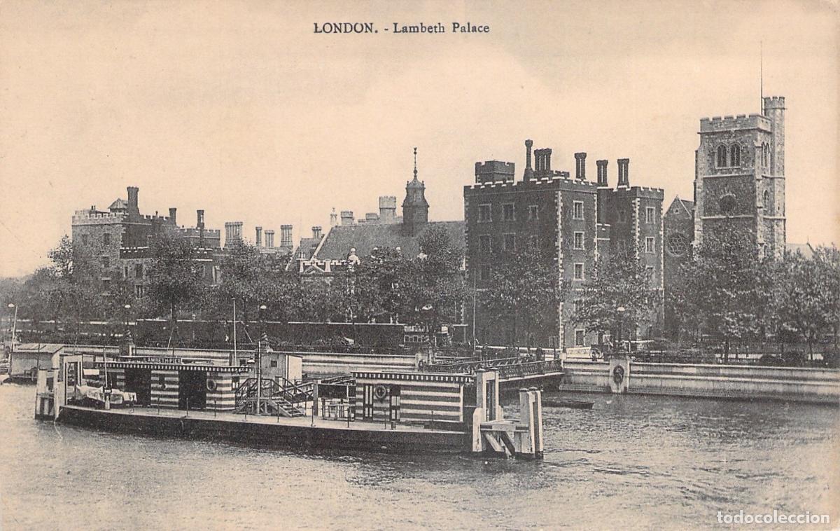 Postales: Postal de Londres - Palacio de Lambeth y Muelle sobre el R&iacute;o T&aacute;mesis