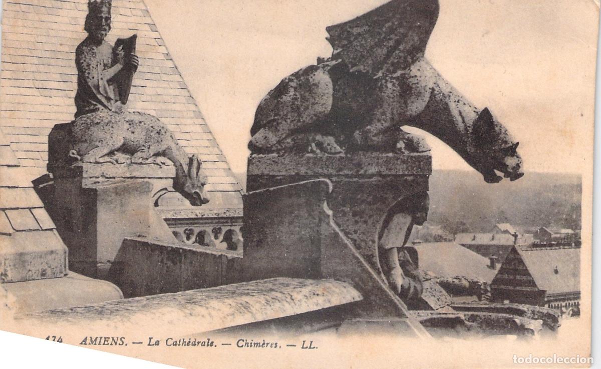 Cartoline: Postal de las Quimeras de la Catedral de Amiens Francia