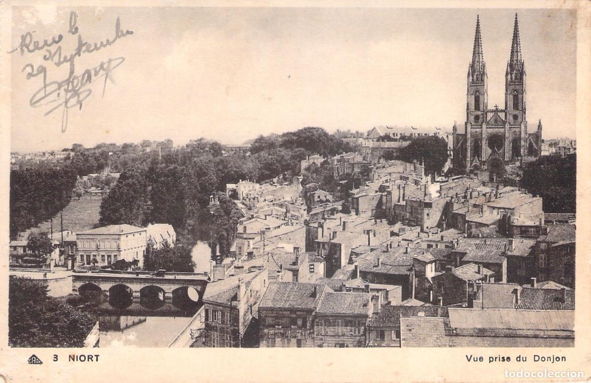 Postales: Postal de Niort: Vista Panor&aacute;mica desde el Donjon y Iglesia Notre-Dame