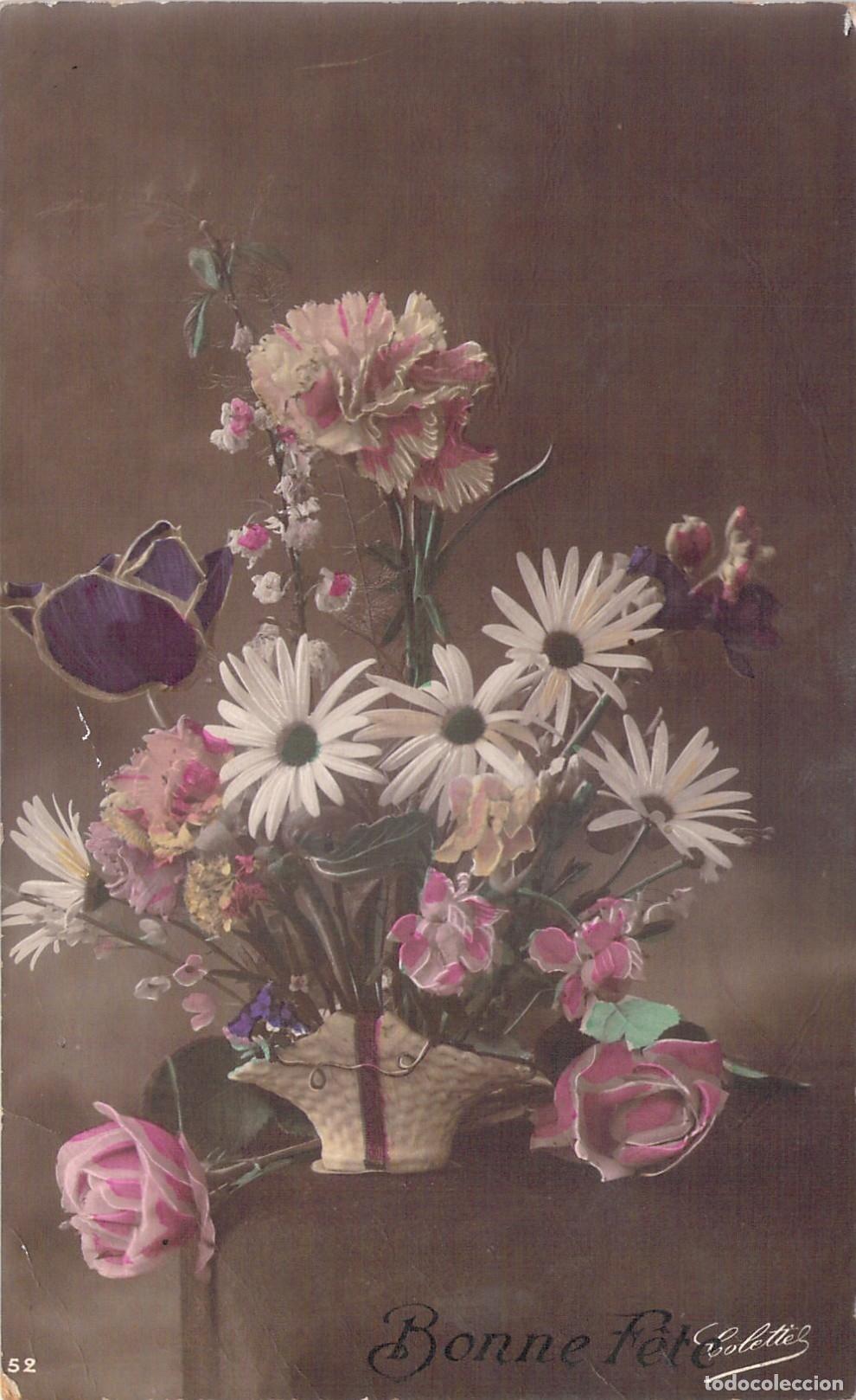 Postales: Postal Francesa de Flores Bonne F&ecirc;te Felicitaci&oacute;n