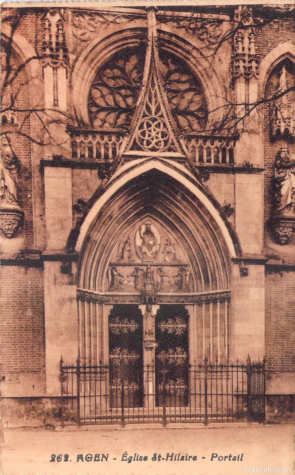 Postales: Tarjeta Postal Portal de la Iglesia Saint-Hilaire en Agen