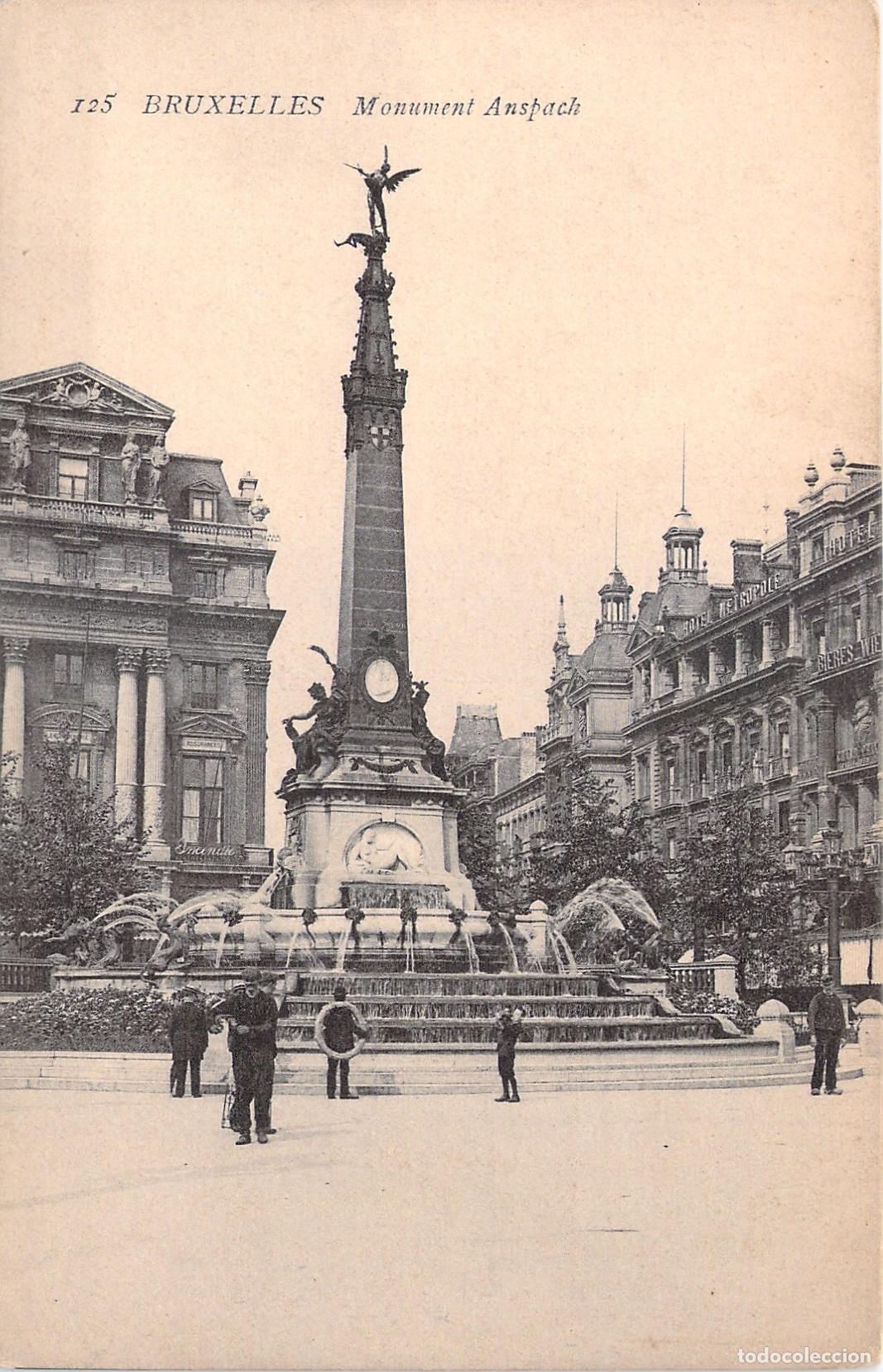 Postales: Postal de Bruselas con el Monumento Anspach