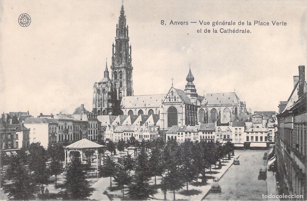 Cartes Postales: Postal de Amberes Vista General de la Place Verte y la Catedral