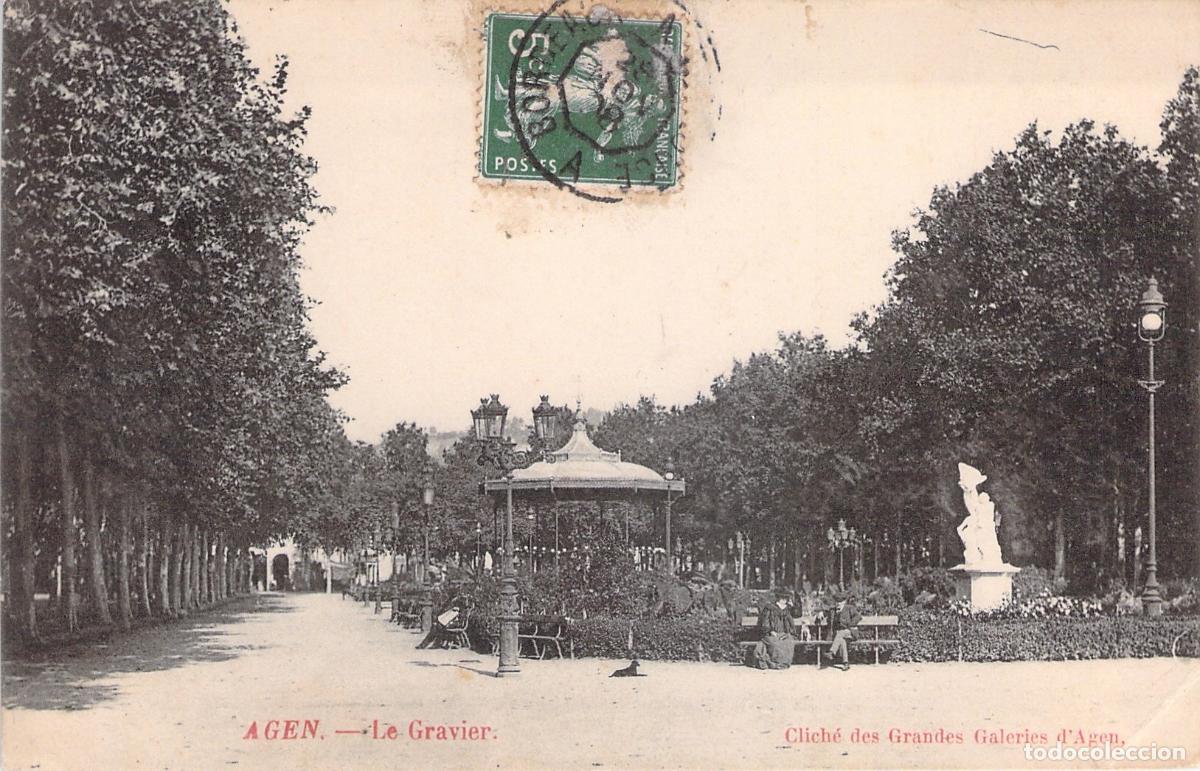 Cartoline: Postal de Agen, Francia - Paseo de Le Gravier y Quiosco