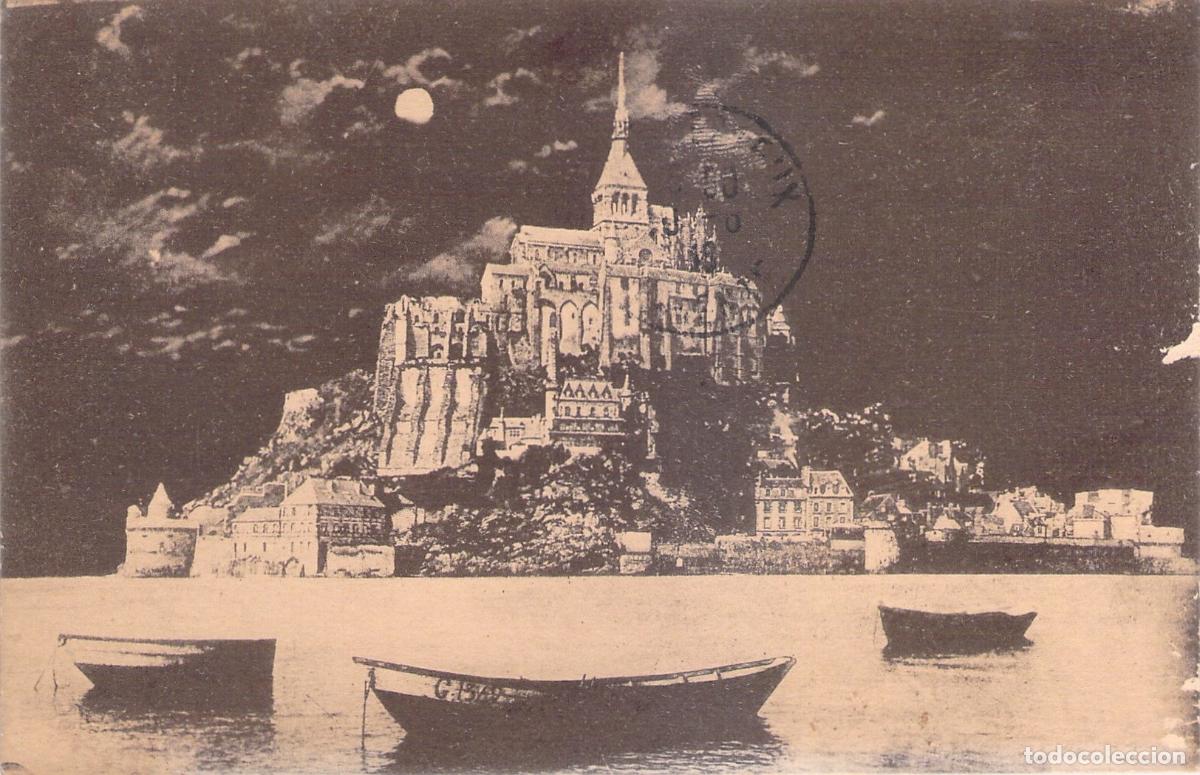 Postais: Postal de Mont Saint-Michel al Claro de Luna en Normand&iacute;a