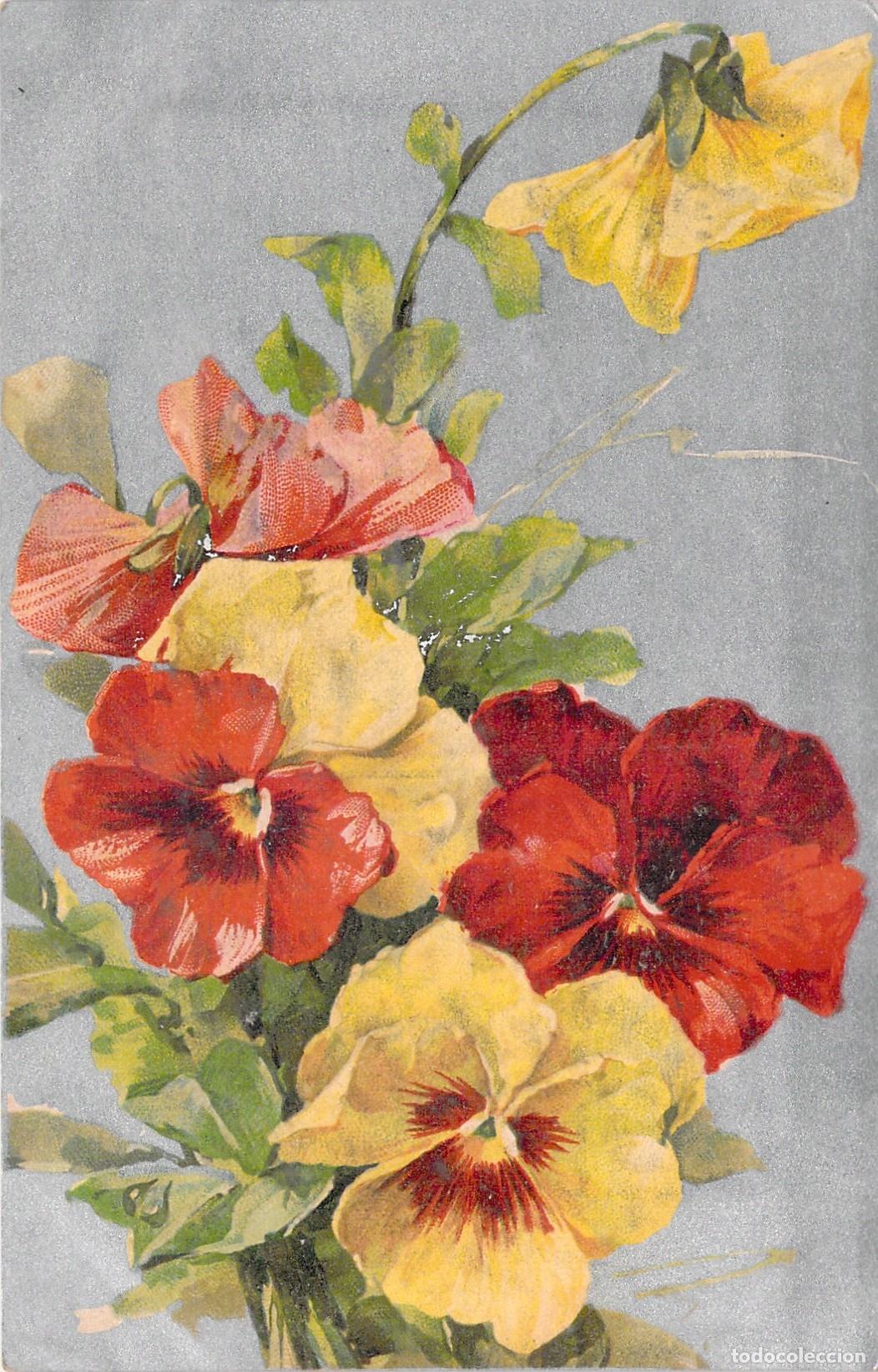 Postais: Tarjeta Postal con Ilustraci&oacute;n de Flores Pensamientos