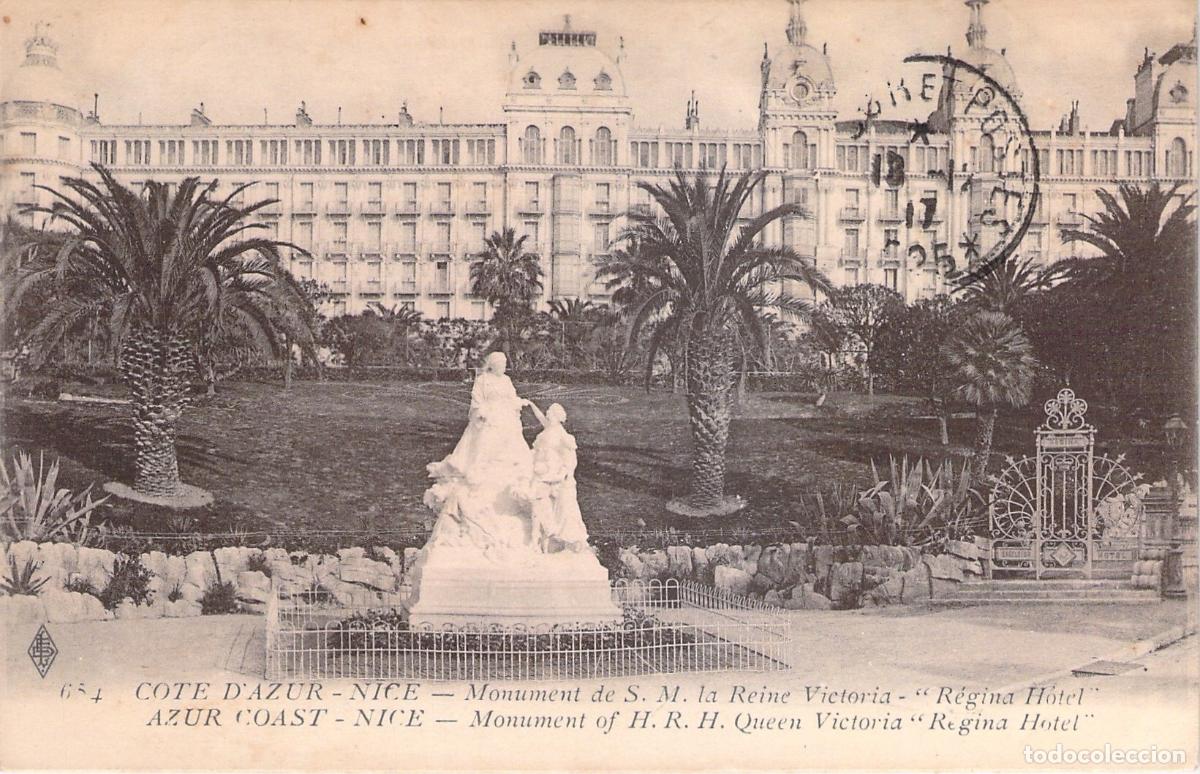 Postais: Postal de Niza, Monumento a la Reina Victoria y Hotel Regina, Costa Azul
