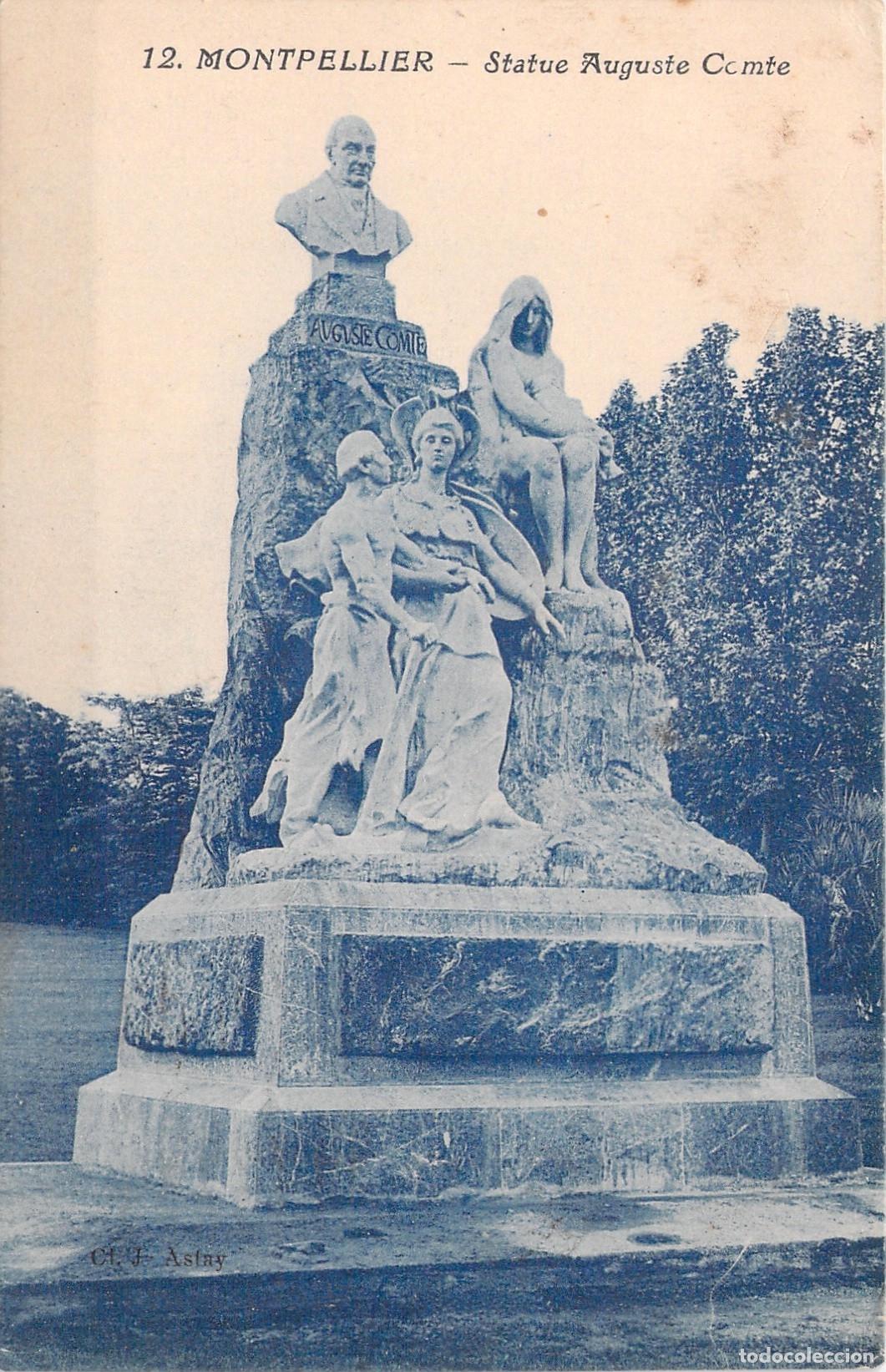 Postais: Postal de la Estatua de Auguste Comte en Montpellier