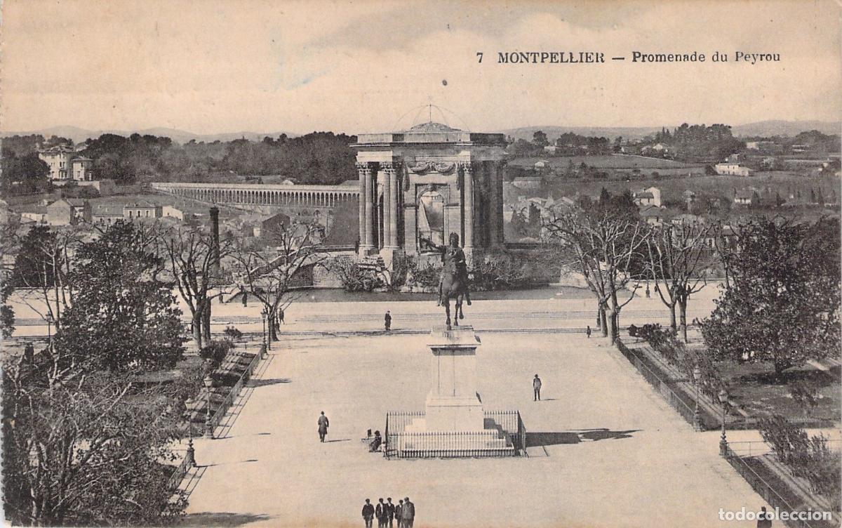 Postais: Postal de Montpellier - Promenade du Peyrou y Estatua de Luis XIV