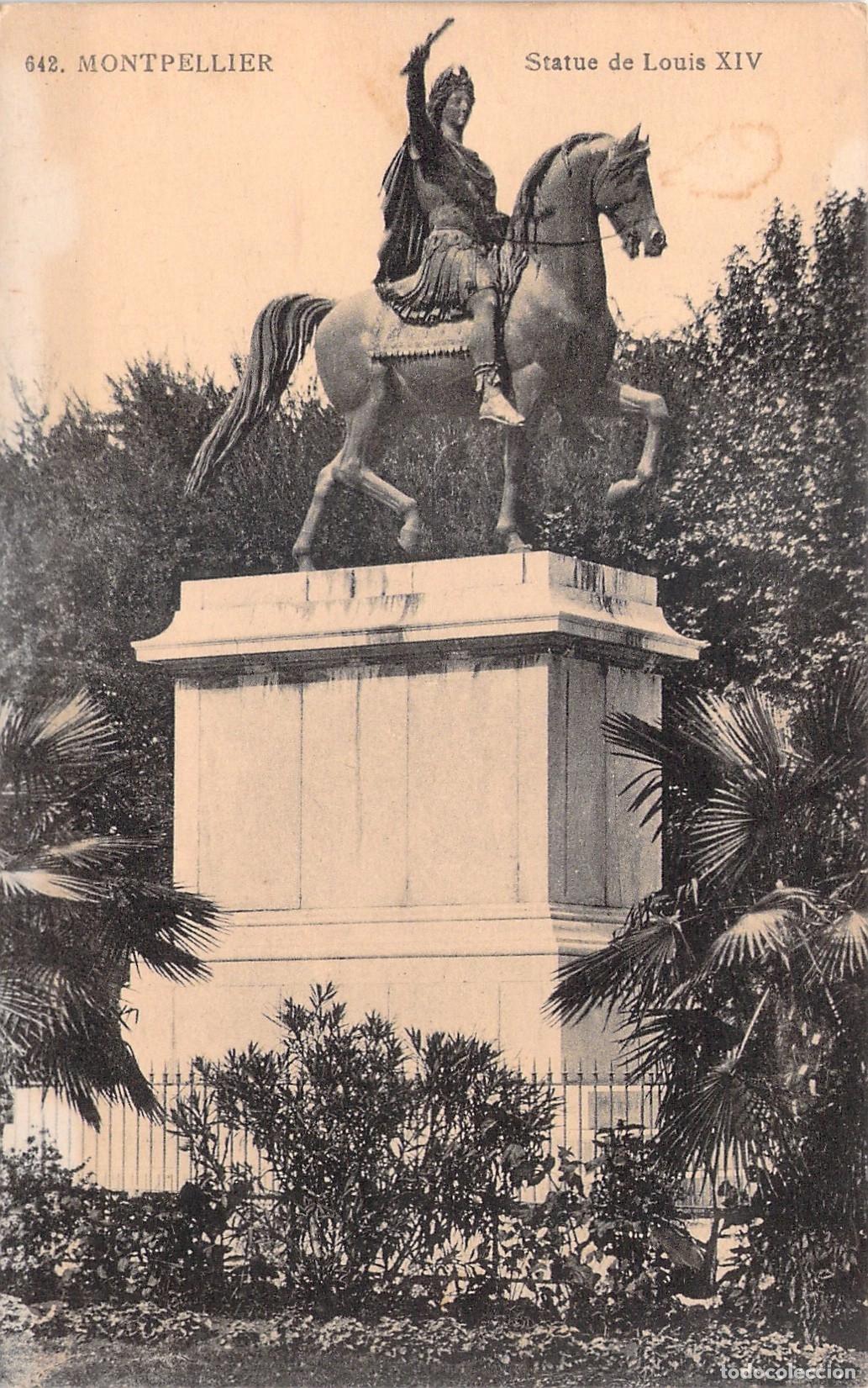 Postais: Postal de la Estatua de Luis XIV en Montpellier Francia