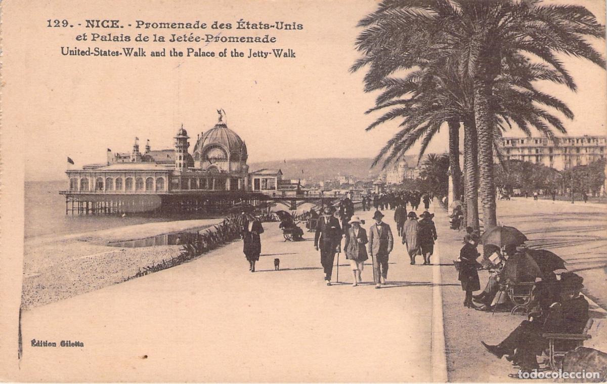 Postais: Postal de Niza Promenade des Etats-Unis y Palais de la Jet&eacute;e