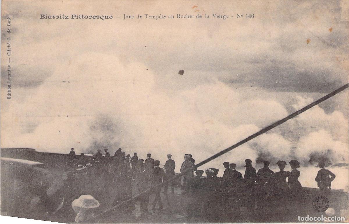 Postales: Postal de Biarritz: Tormenta en el Rocher de la Vierge